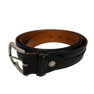 Calzoleria Toscana C7766 Black Leather Hand Stitched Dress Belt Made in Italy 38